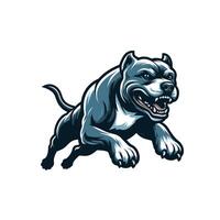 A black pit bull dog running with its mouth open vector