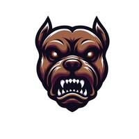 An angry dog head with fangs on a white background vector