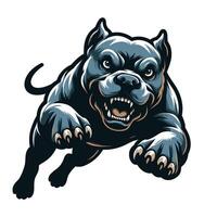A black pit bull dog running with its mouth open vector