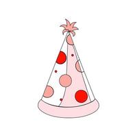 Party hat illustration with red polka dots, simple festive design.. vector