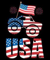 Patriotic USA Truck Independence Day 4th Of July Design vector