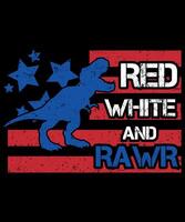 Rawr Dinosaur USA 4th Of July T-Shirt Design vector