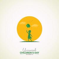 Universal Children's Day Post and Greeting Card. vector