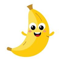 A cartoon banana with eyes and a smile vector
