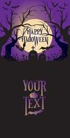 Happy Halloween invitation background template with bats and graves. vector