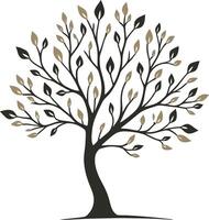 Line art of a birch tree with intricate bark detail and thin branches vector
