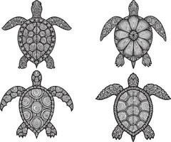 A simple coloring page drawing of a sea turtle vector