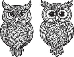 A beautiful owl mandala, simple line art with clear lines and no color fill, white background vector
