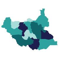 South Sudan map. Map of South Sudan in administrative provinces in multicolor vector