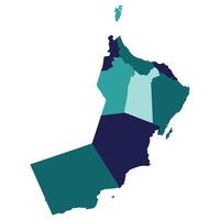 Oman map. Map of Oman in administrative provinces in multicolor vector