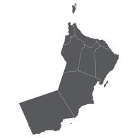 Oman map. Map of Oman in administrative provinces in grey color vector