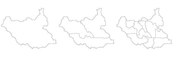 South Sudan map. Map of South Sudan in white set vector