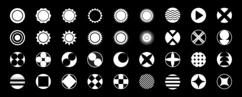Set of round abstract shapes, badges and labels. Colorful forms in circles, decorative design elements. illustration. vector