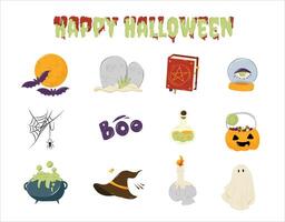 Halloween cute elements set. Elements for the design of packaging, greeting card, poster. Isolated on the white background. EPS 10 vector