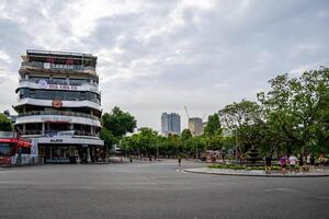 Hanoi, Vietnam - 26 June 2024 The exterior of the Shark Jaws building in the center of Hanoi. This is a famous building in Hanoi overlooking the city center and Hoan Kiem Lake. photo