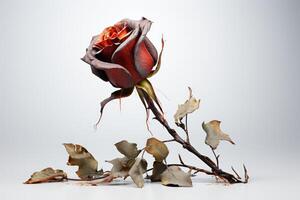 Crimson Rose Perched on Branch photo