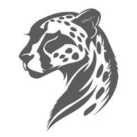The head of a cheetah is shown in a black and white drawing vector
