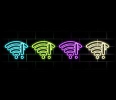 3d neon effect wi fi issue icon isolated wall background vector