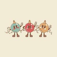 Cute retro style christmas illustration of christmas balls vector