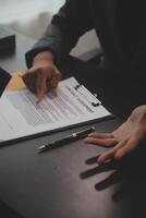 Law theme, gavel or mallet of the judge, lawyer enforcement officers, evidence-based cases taken into account in the court abount business, legislation. photo
