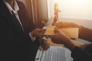 Law theme, gavel or mallet of the judge, lawyer enforcement officers, evidence-based cases taken into account in the court abount business, legislation. photo
