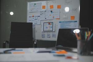 Professional interior designer at workplace in office, closeup photo
