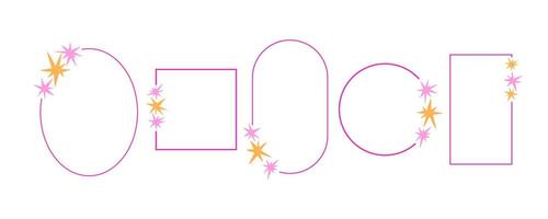 Set of frame with stars in flat style. A frame for a photo or story, decoration. Hand drawn illustration. vector