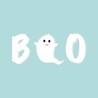 Boo and funny cartoon ghost for Halloween Day. graphics vector