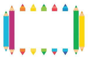 Colorful pencils in a square frame vector