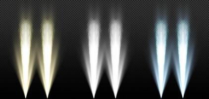 Four different light trails on a black background vector