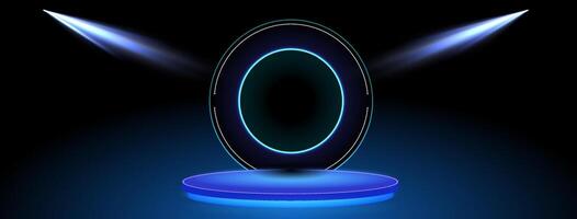 A glowing blue sphere with a spotlight on it vector