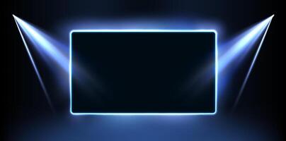 A blue square with lights on it vector