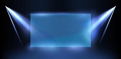 A blue lighted stage with a square frame vector