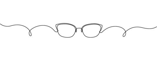 Glasses in one continuous line. Sunglasses icon minimalist linear icon. Eyeglasses in simple linear style. Editable illustration . vector
