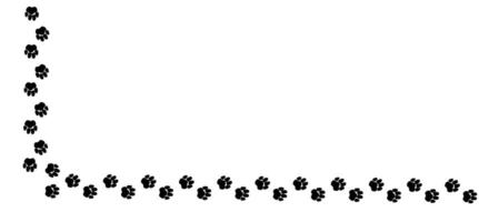 A path of paw prints of pets, dog or cat. illustration drawn with charcoal on white background. vector