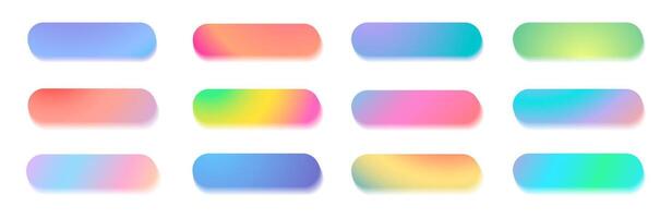 Set of gradient with blur web buttons. Read more colorful buttons. Blank buttons with aura for websites, user interfaces, mobile devices. illustration vector
