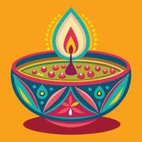 ethnic candle design diwali vector