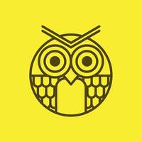 circle simple owl in yellow background vector