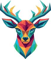 a colorful deer head with horns and geometric shapes on it vector
