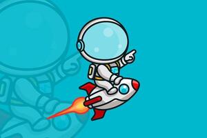 An astronaut on a rocket with a blue background vector