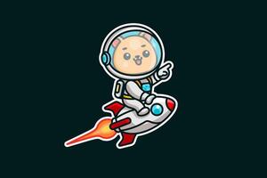 An astronaut on a rocket with a smile vector