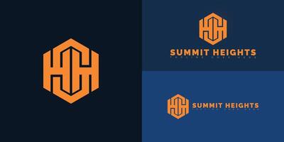 Modern hexagon initial letter SH or HS logo in orange color isolated on multiple background colors. The logo is suitable for business and consulting logo design inspiration templates. vector