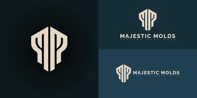 Modern initial letter M or MM logo in gold color isolated on multiple background colors. The logo is suitable for pottery business logo design inspiration templates. vector