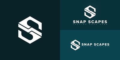 Modern hexagon initial letter S or SS logo in white color isolated on multiple background colors. The logo is suitable for photographers' marketplace logo design inspiration templates. vector