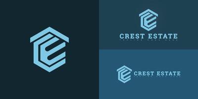 Modern hexagon initial letter CE or EC logo in blue color isolated on multiple background colors. The logo is suitable for property management company logo design inspiration templates. vector