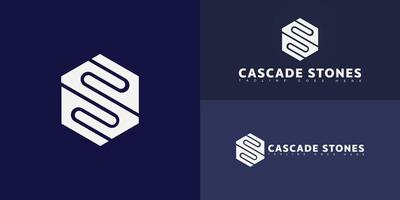 Modern hexagon initial letter CS or SC logo in white color isolated on black background colors. The logo is suitable for property developer logo design inspiration templates. vector
