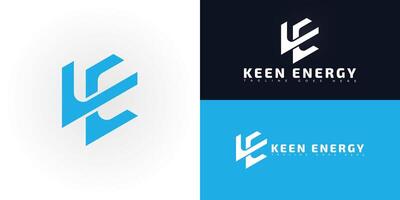 Modern initial letter KE or EK logo in blue color isolated on multiple background colors. The logo is suitable for electrical company logo design inspiration templates. vector