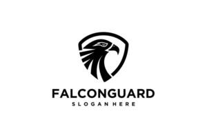 Abstract falcon eagle or hawk head guard isolated on white background. Template for design mascot, label, badge, emblem or other branding. illustration. vector