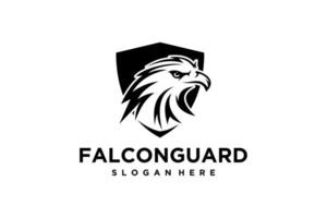 falcon shield eagle or hawk head isolated on white background. Template for design mascot, label, badge, emblem or other branding. illustration. vector