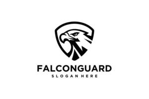 Abstract shield falcon eagle or hawk head isolated on white background. Template for design mascot, label, badge, emblem or other branding. illustration. vector